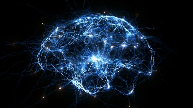 Abstract Glowing Neural Network Brain Representing Artificial Intelligence and Digital Connectivity