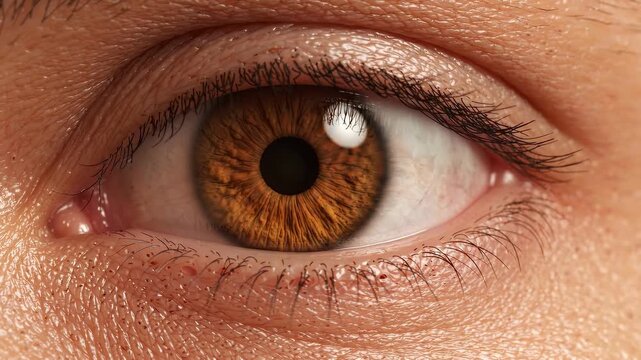 Bright light triggers the iris sphincter muscle to contract, rapidly shrinking the dark pupil aperture