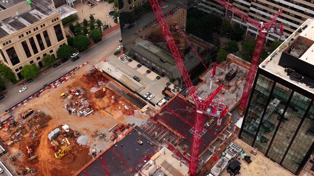 Aerial video of a construction project just getting underway.