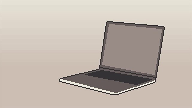 8-bit pixel art open laptop computer
