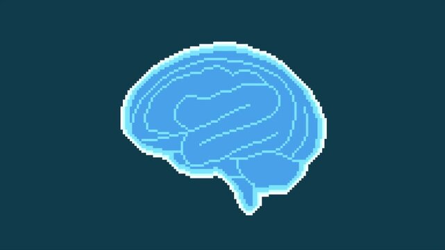 8-bit pixel art human brain icon