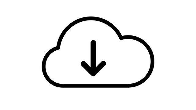 Icon of a cloud with a downward arrow indicating a download action, representing cloud storage and data transfer