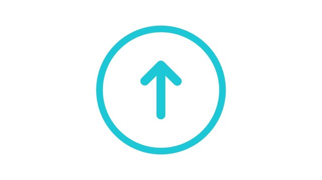 Minimalist turquoise circular arrow icon for web navigation and digital interface design illustrating a simple upload or direction symbol