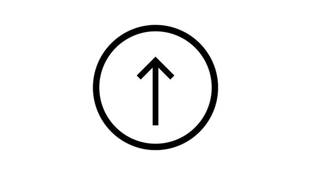 Minimalist black arrow pointing up inside a circle icon for website interface, user navigation, upload button, or scroll to top vector symbol