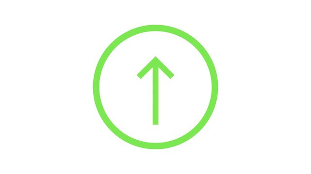Green circle up arrow icon symbol design element for web navigation and user interface