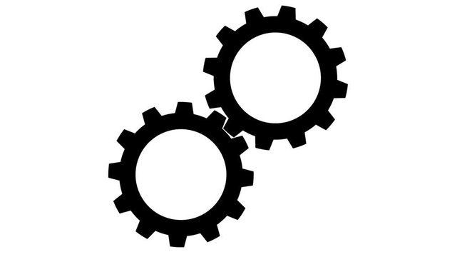 Black and White Spinning Gears Seamless Loop, Mechanical Concept