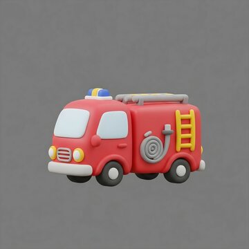 Detailed fire engine toy with side hose reel