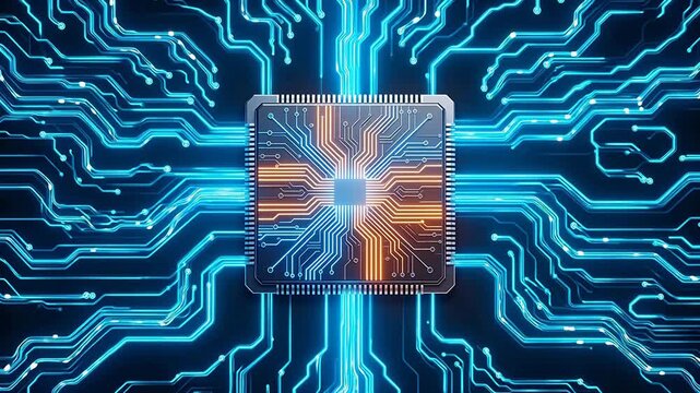 Microchip with glowing circuitry
