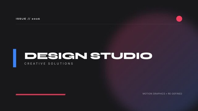 Design studio logo reveal, creative solutions branding, modern graphic design elements, seamless loop, symbolizing innovation and creativity.