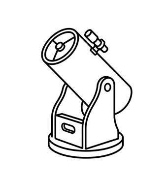 Dobsonian Telescope Outline Vector Illustration for Astronomy Education Isolated on White Background
