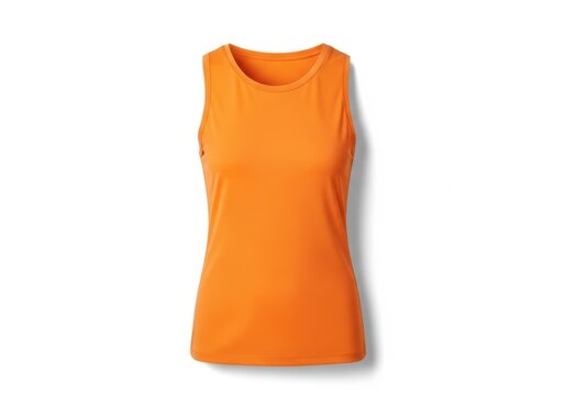 Bright orange sleeveless tank top isolated on plain background isolated on white background