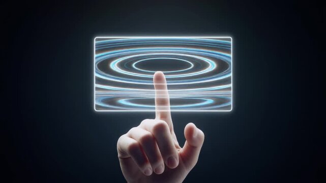 Hand Touching Digital Interface on Touch Screen
