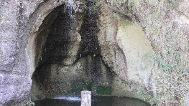 Waterfall and Pond at the Entrance of Oya History Museum, Utsunomiya, Tochigi, Japan