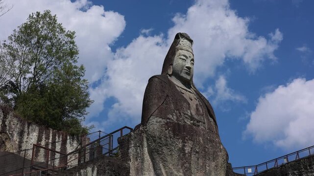 Oya Peace Kannon, a 27-Meter Stone Statue Carved into the Oya Stone Cliff in Utsunomiya, Tochigi, Japan