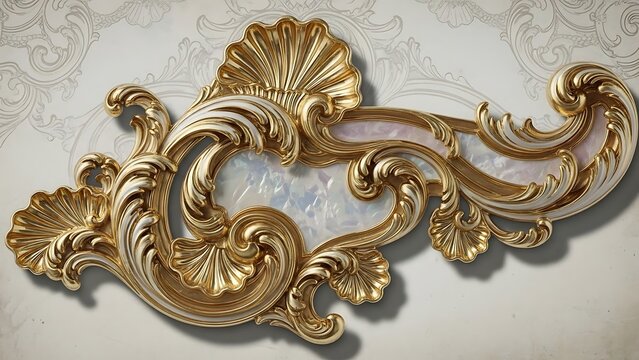 Ornate Gold and Pearl Rococo Scrollwork Decoration