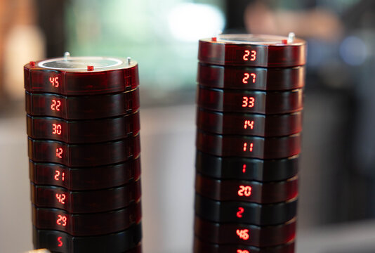 Queue Paging Wireless Calling System on white background for time managenet for restaurant or coffee shop.