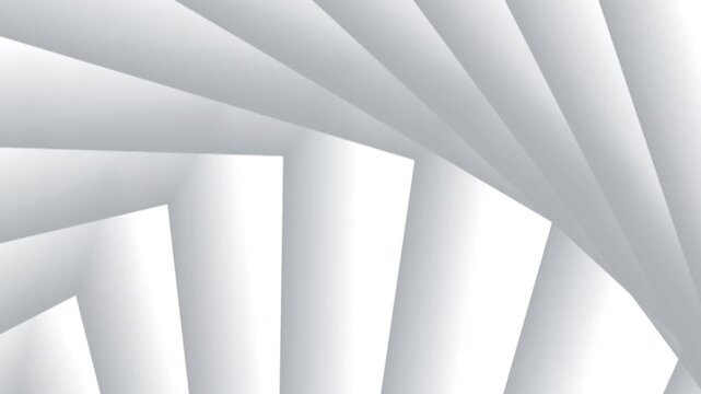 Abstract geometric white shapes rotating in seamless motion during soft studio lighting