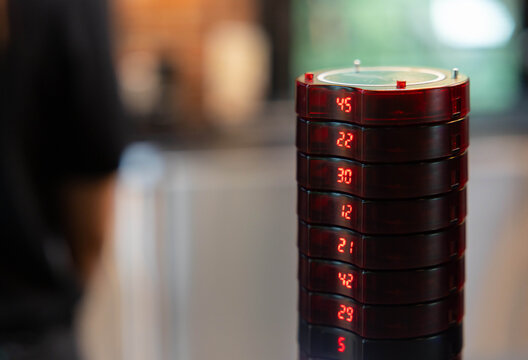 Queue Paging Wireless Calling System on white background for time managenet for restaurant or coffee shop.