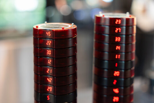 Queue Paging Wireless Calling System on white background for time managenet for restaurant or coffee shop.