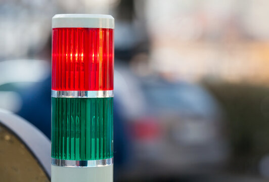 Red and Green Industrial Stack Signal Light in Factory