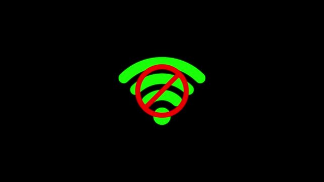 No Internet connection no Wi-Fi Connection not available animated icon sign .No internet connection icon. Network offline concept. Wi-Fi signal problem symbol.