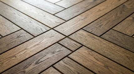 Fototapeta premium Natural Oak Wood Flooring Herringbone Pattern Seamless Texture Background Surface Design Close Up Shot Showing Wood Grain Detail For Architectural