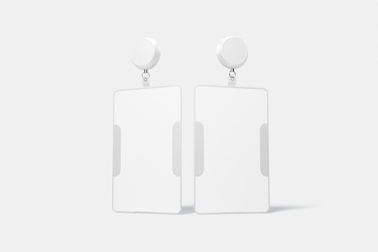 Two Blank Retractable Id Card Holders for Mockup