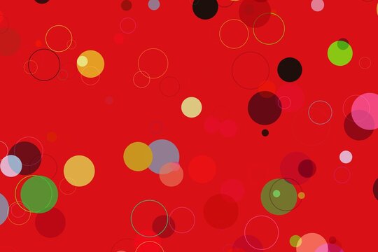 Colorful bokeh circles on red background for celebration