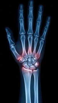 Medical X Ray Animation of Human Wrist and Hand with Carpal Tunnel Pain