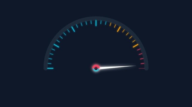 Digital Speedometer Gauge Needle Accelerating Fast on Dark Interface Motion Graphics