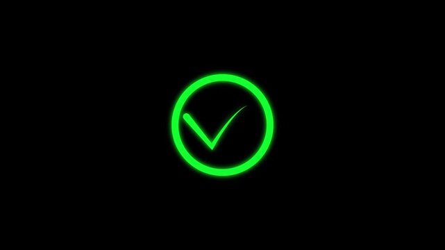 Hand-Drawn tik Mark Animation on Black Background Animated OK Check Mark Icon Checkbox or Tick Doodle Animation. red check mark