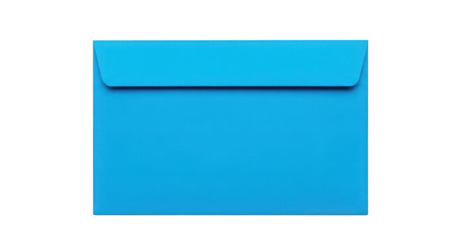 Bright blue paper envelope closed isolated on transparent background