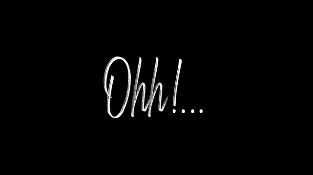 Digitally generated video of ohh 4k. Animated Comic ohh Text on transparent background.