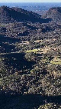 Aerial View of Warrumbungle National Park Mountains and Valley