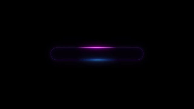 Glowing futuristic empty search bar interface with neon blue input field for artificial intelligence application and modern digital user experience