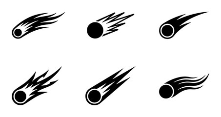 Comet Icons, Meteor Symbols, Space Objects, Celestial Bodies, Cosmic Phenomena, Vector Set © Aditya