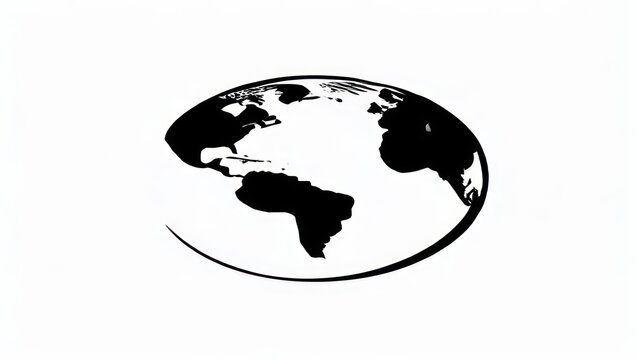 Global world map silhouette in oval shape