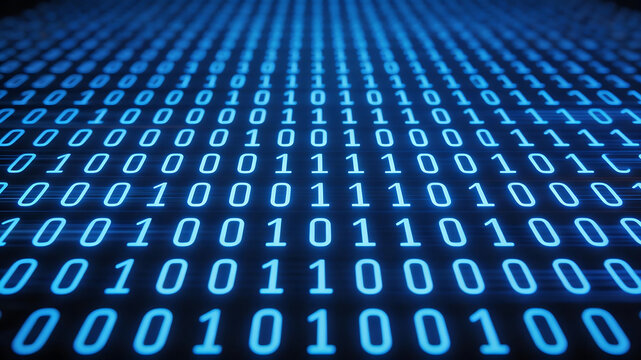 Binary code pattern on digital screen