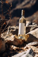 Naklejka premium Wine bottel packaging outdoors nature drink.