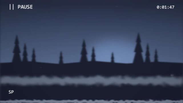 Pausing VHS Frozen Frame Judder Blue Dusk Landscape Retro Tape Glitch Motion Graphic Loop