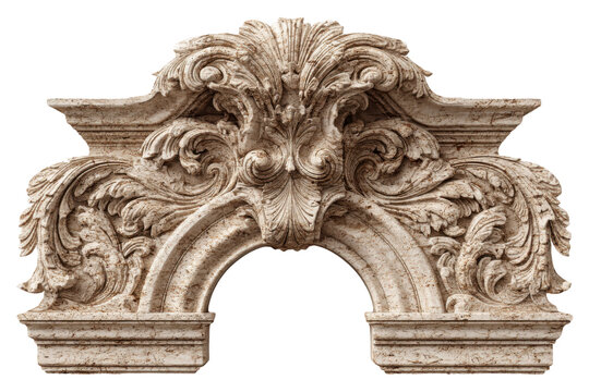 Classical Baroque Stone Ornament Isolated on White