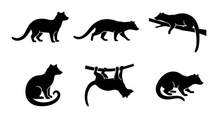 Obraz premium Tasmanian Devil Silhouettes, Wildlife Vector Icons, Australian Marsupial Poses, Black Animal Graphics