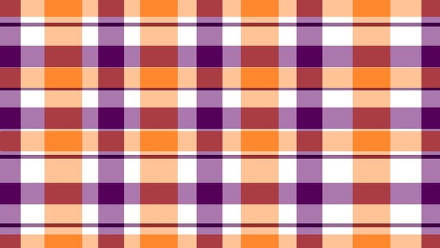 Seamless orange and purple plaid tartan pattern background with autumn grid lines
