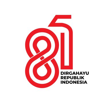 81st Anniversary of Indonesia Independence logo with modern ribbon numeral on white background.
