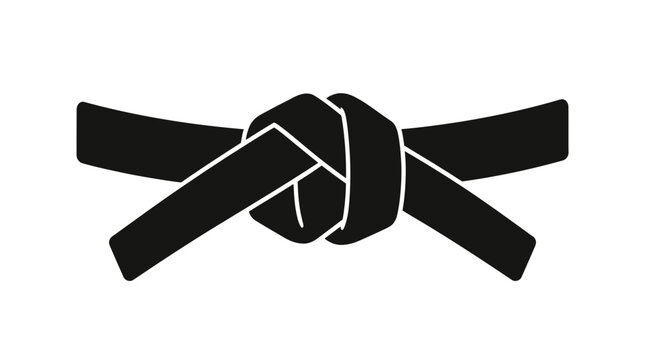 Black Belt Martial Arts Vector Icon Isolated on White Background for Karate Judo Taekwondo Aikido