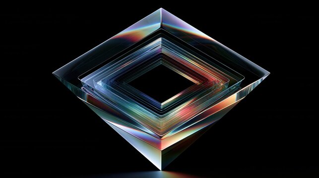 Iridescent glass diamond with concentric contour layers