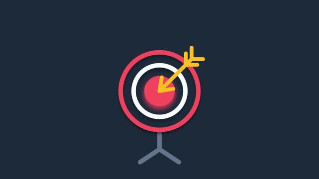 Target Archery Bullseye Hit by Arrow Flat Animation Loop for Business Goal Success