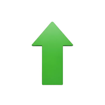 Simple green arrow pointing up isolated on transparent background