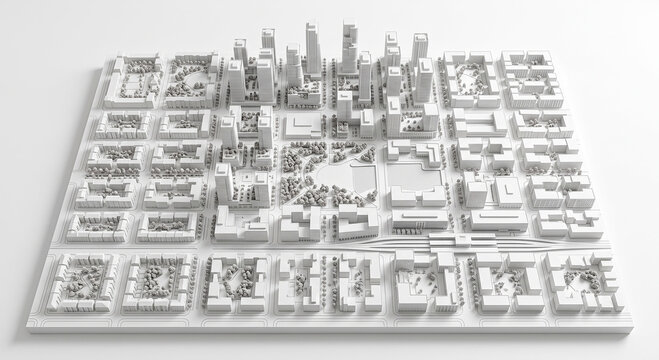 3D Architectural Model: Grid Metropolitan City & Urban Density Plan
