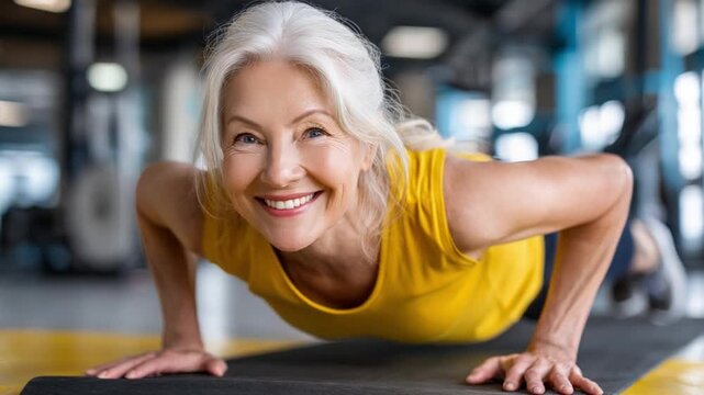Senior Woman Doing Push-ups